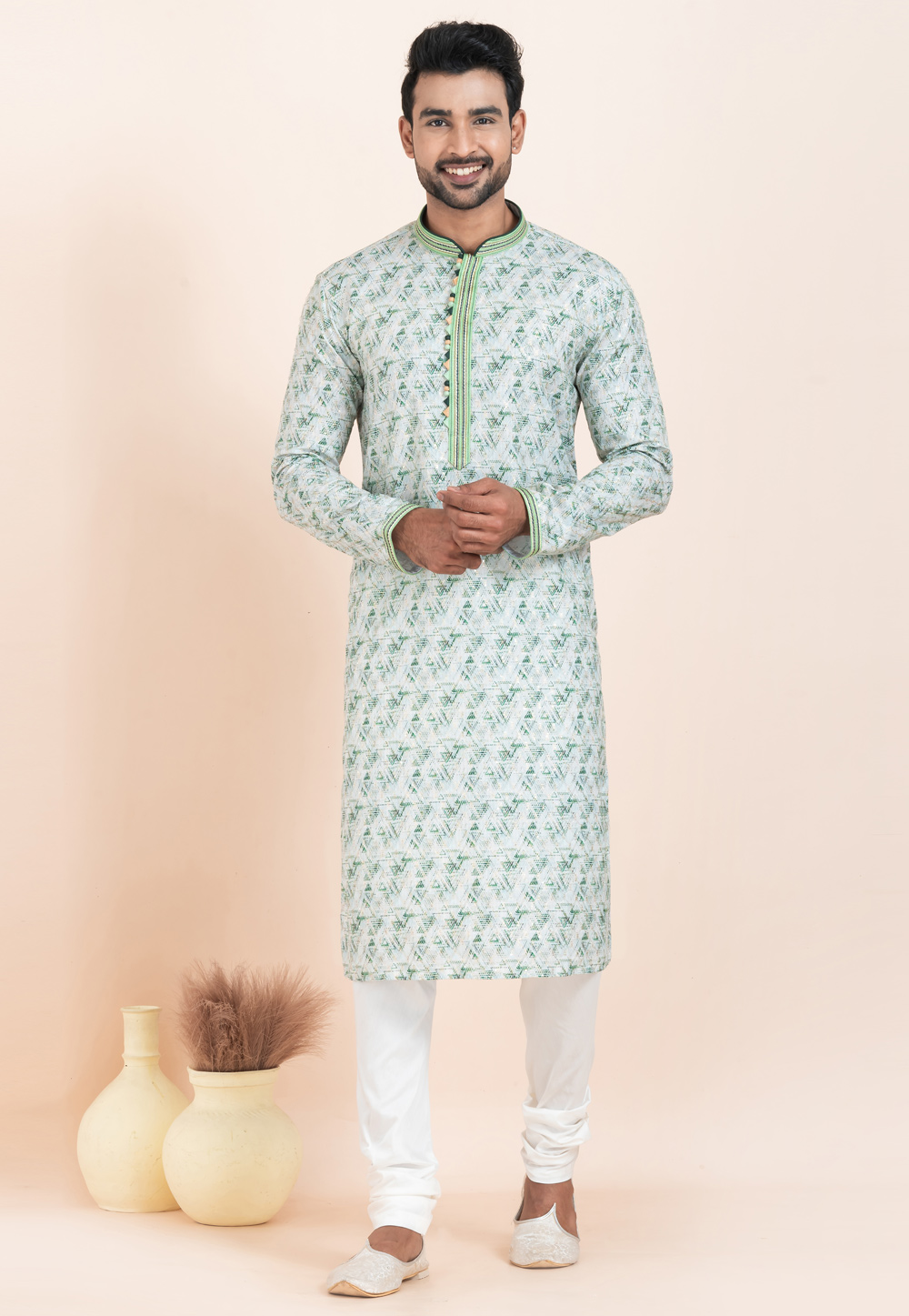 Green Cotton Kurta Pajama 305161