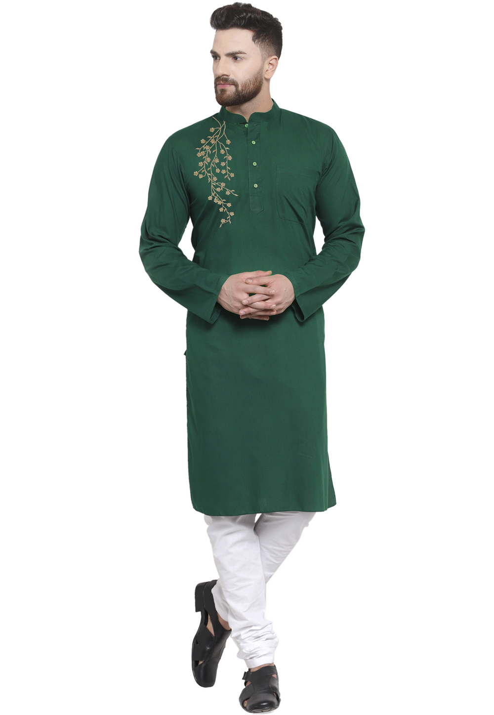 Green Cotton Kurta Pajama 304868