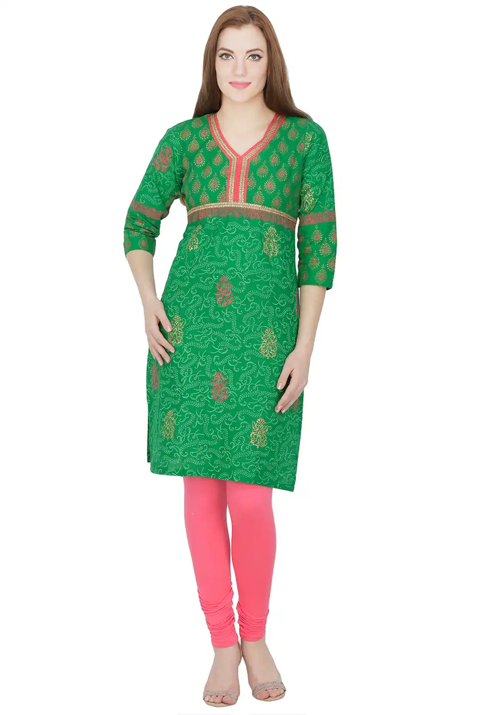 Green Cotton Kurta Set With Legging 290090