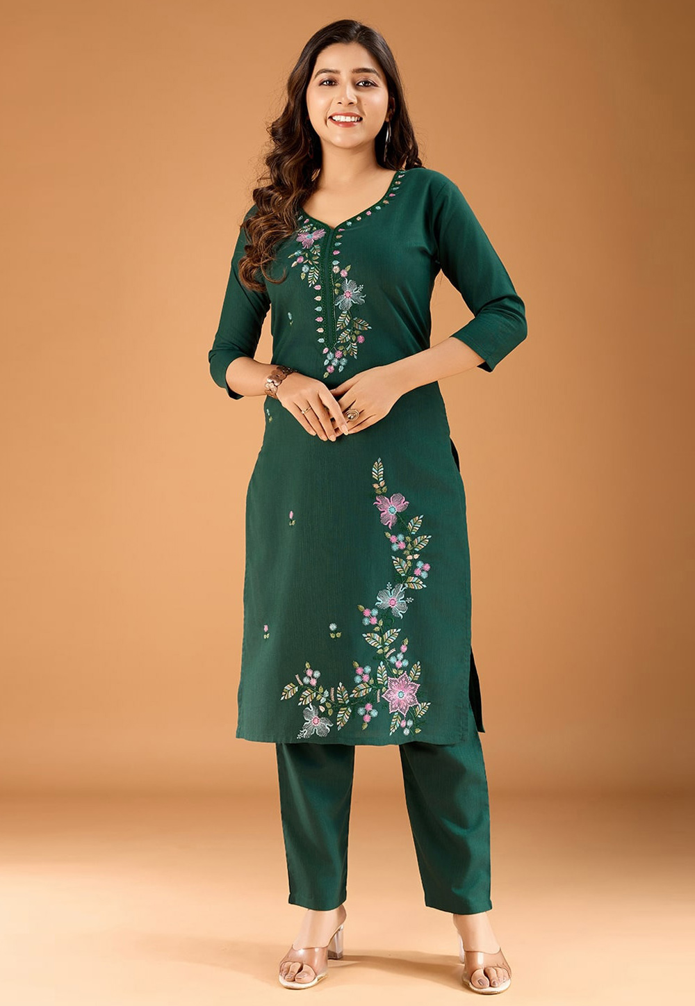 Green Cotton Kurta Set With Pant 309850