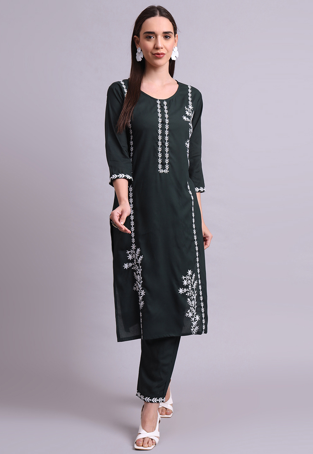 Green Cotton Kurta Set With Pent 309651