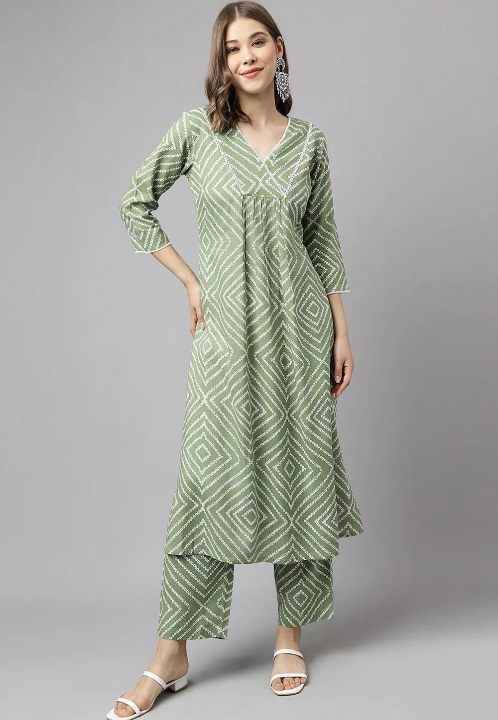 Green Cotton Kurta Set With Pent 301645