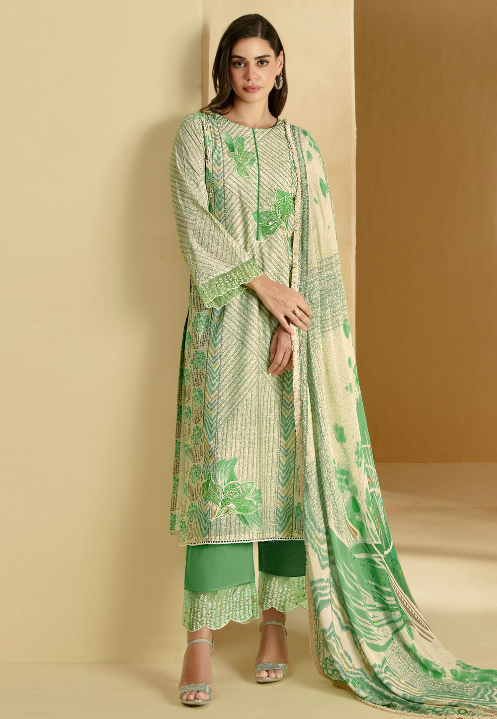 Green Cotton Pakistani Suit 310918