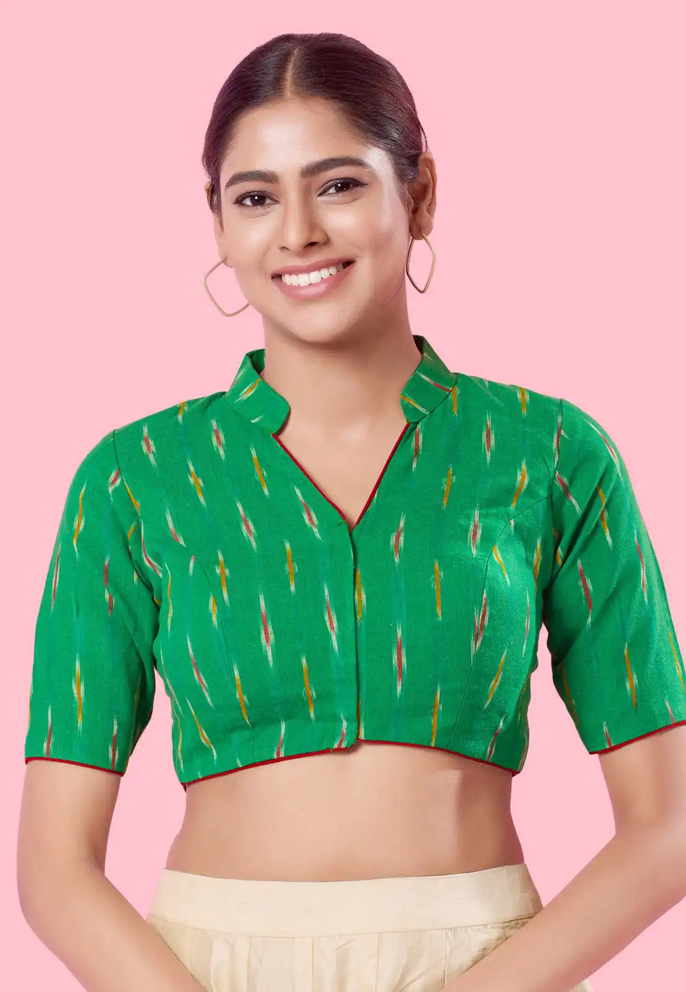 Green Cotton Readymade Blouse 288664