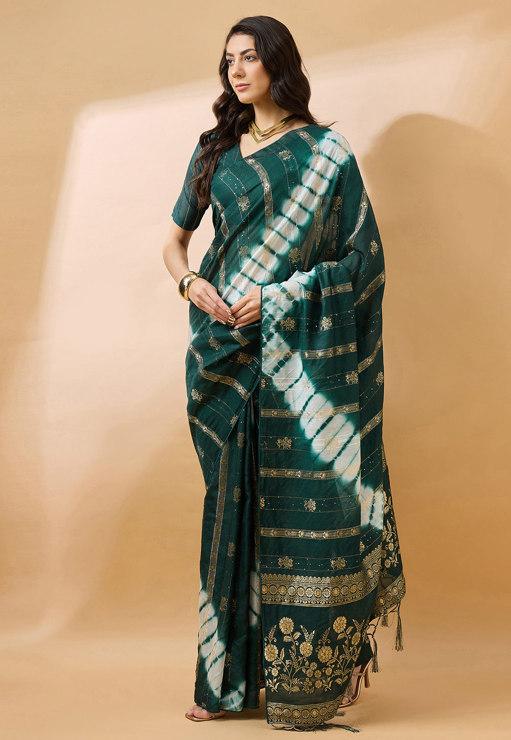Green Cotton Saree With Blouse 283518