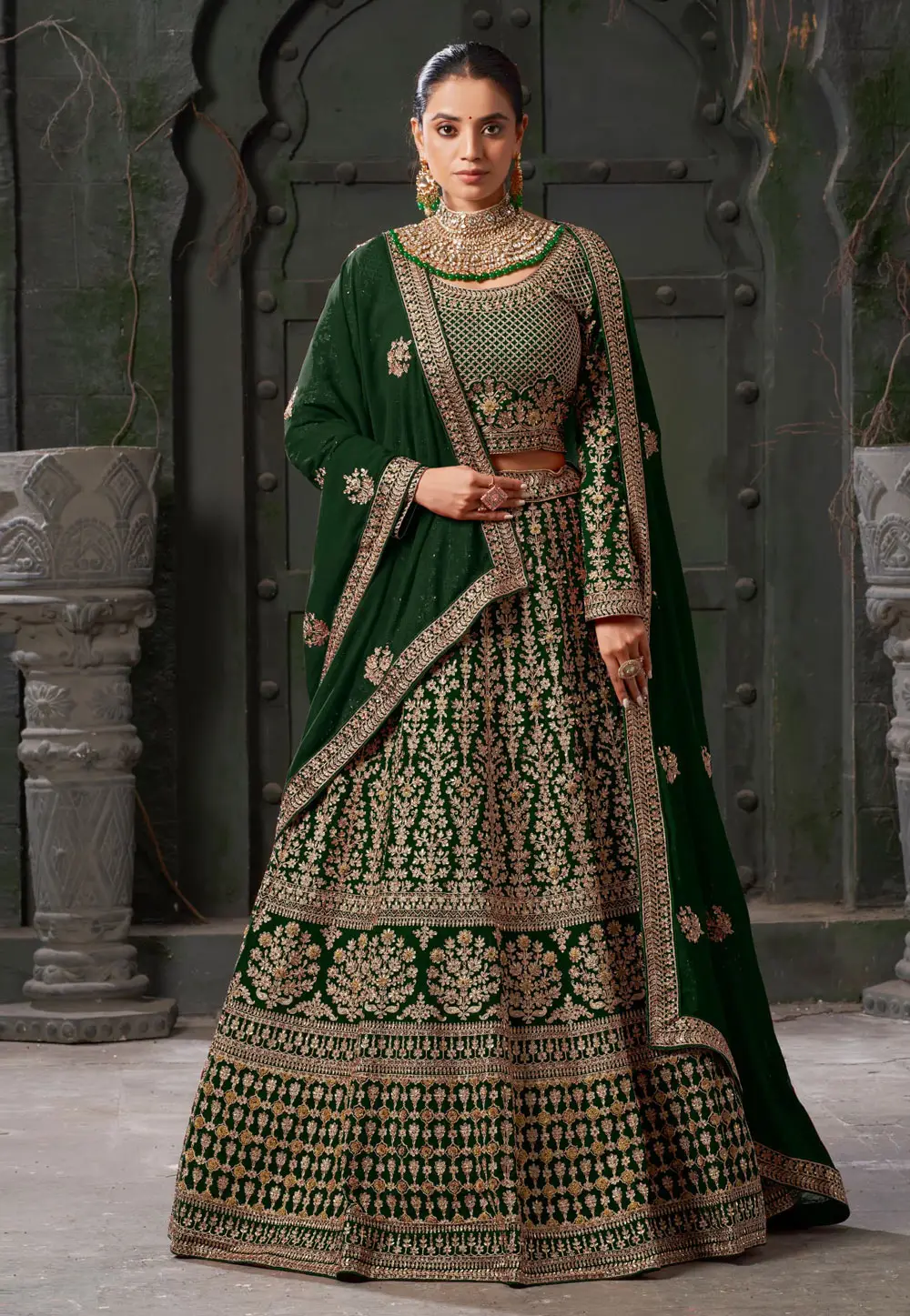 Green Georgette Bridal Lehenga Choli 295214