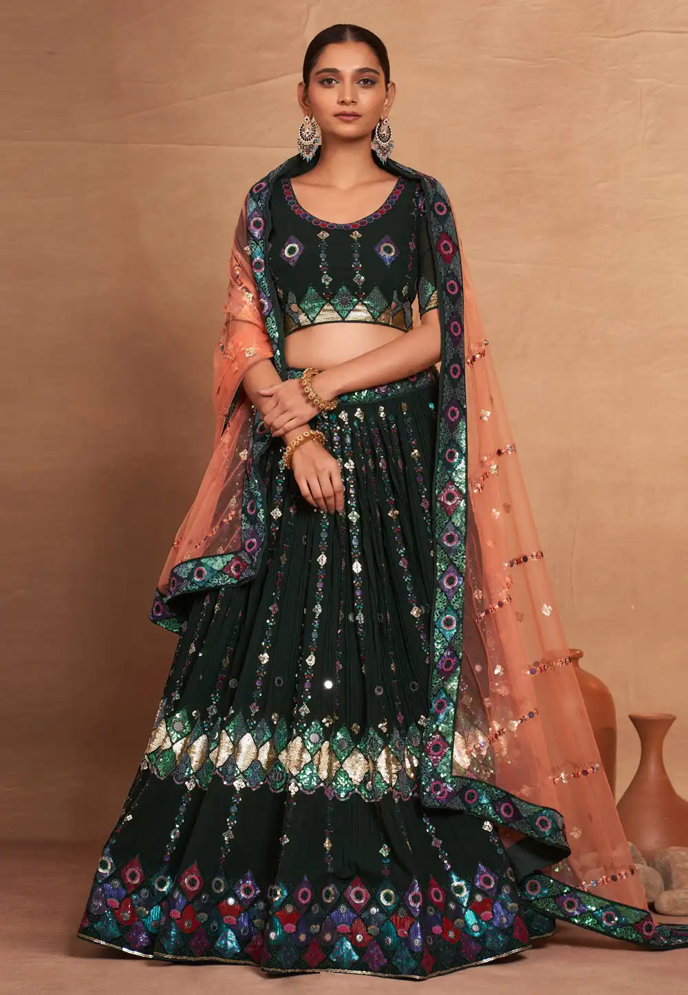 Green Georgette Lehenga Choli 292849