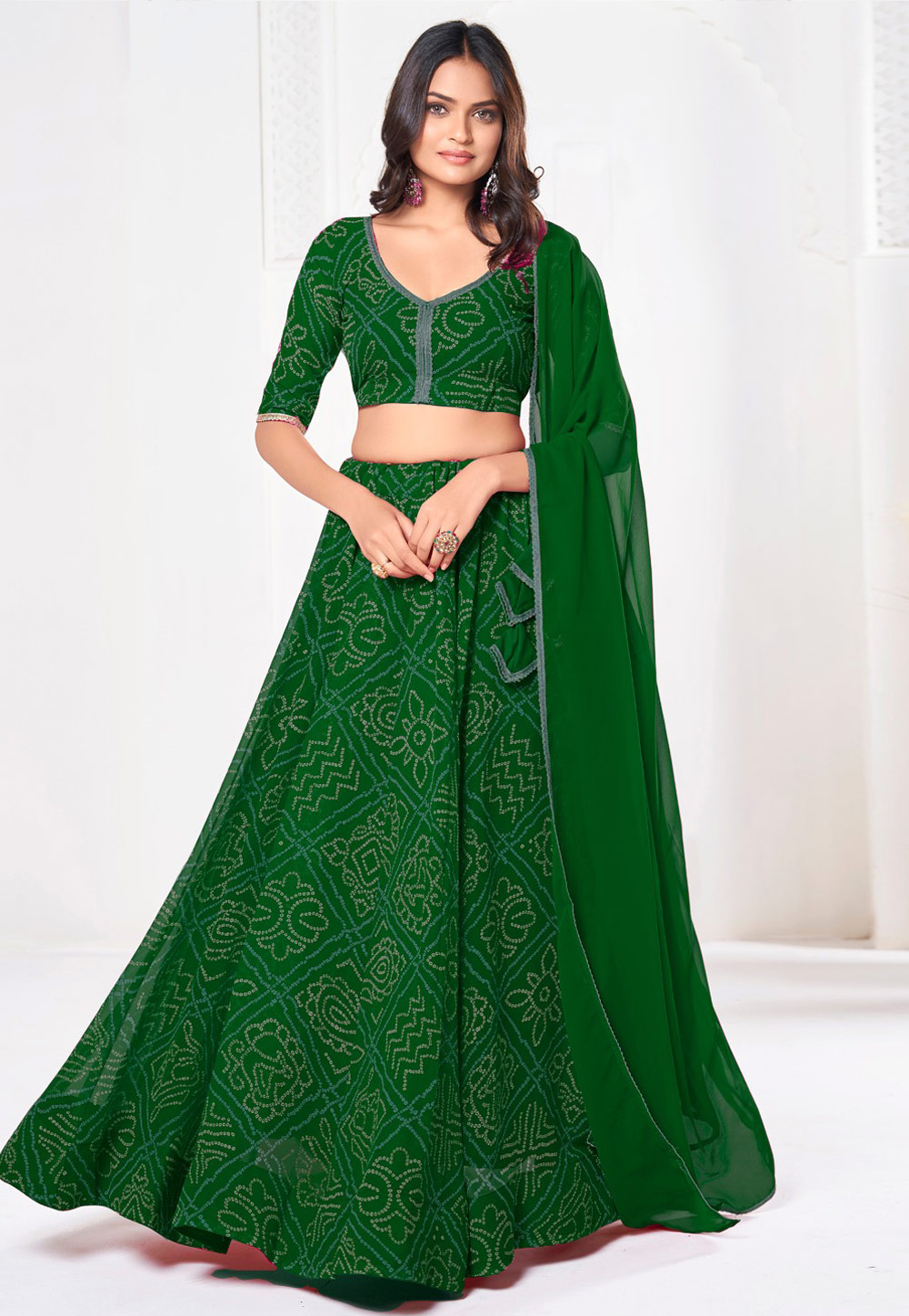 Green Georgette Lehenga Choli 306182