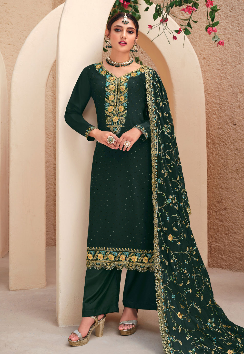 Green Georgette Pakistani Suit 280643