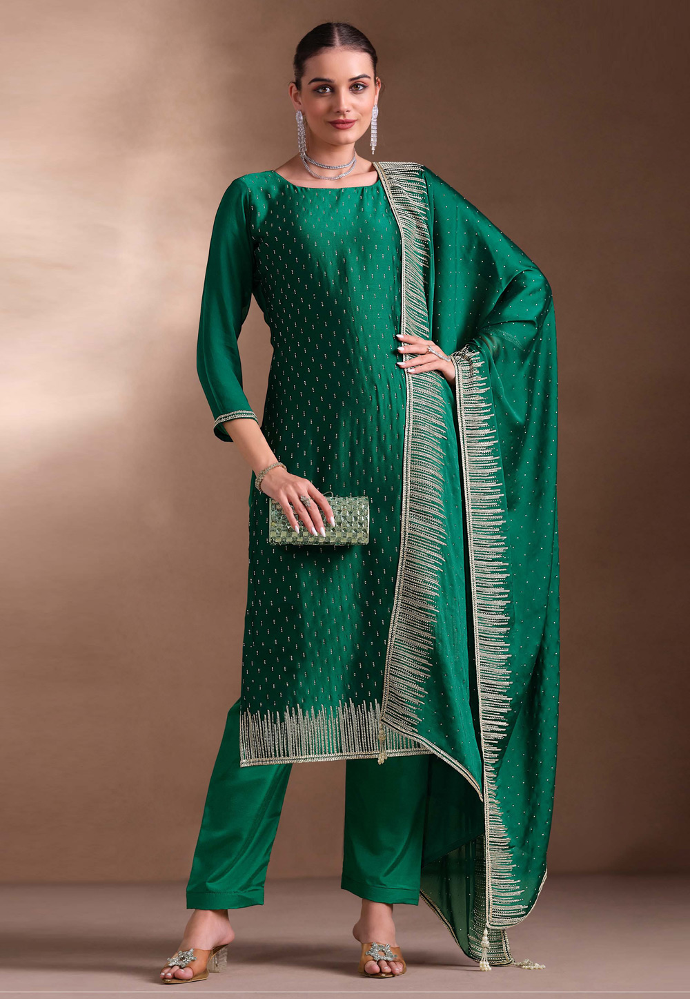 Green Georgette Pakistani Suit 310928