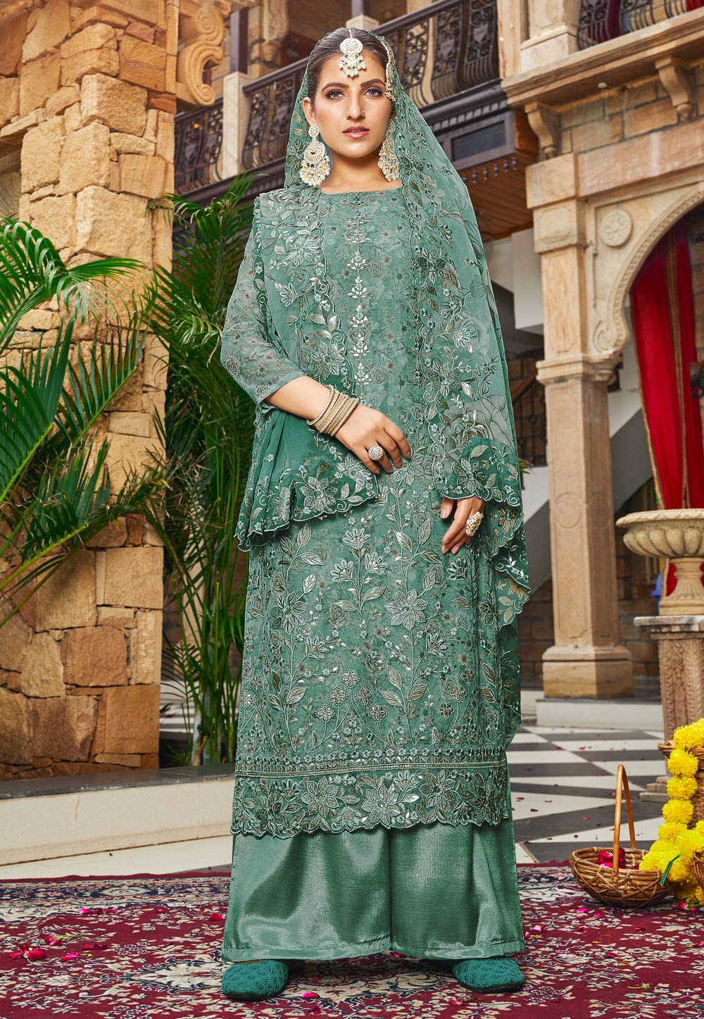 Green Georgette Pakistani Suit 287851