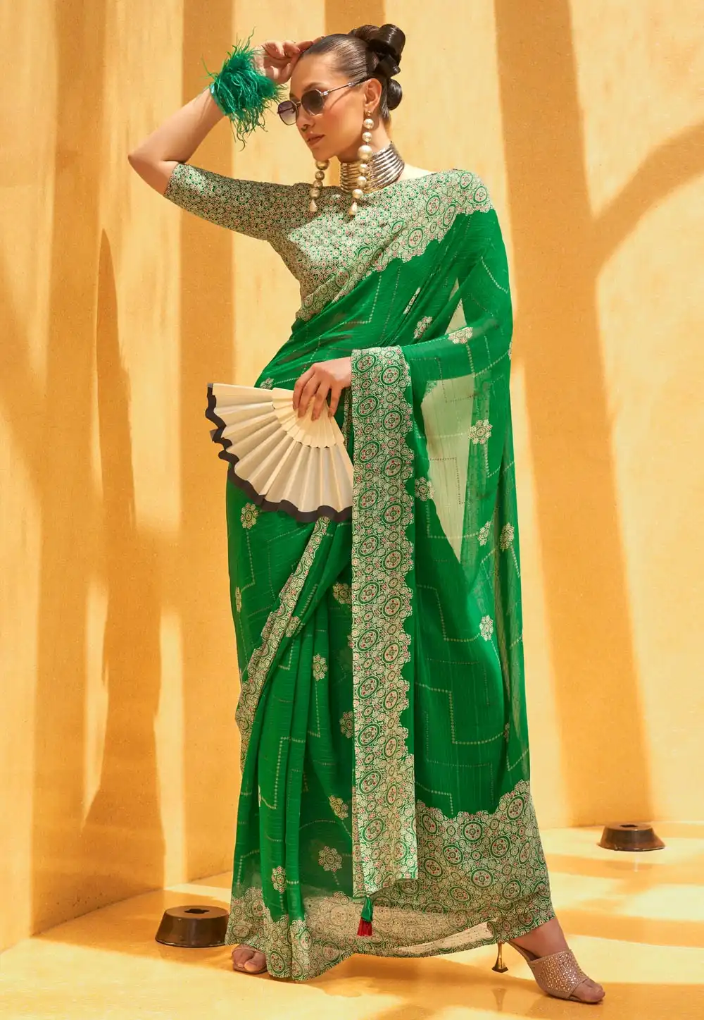 Green Georgette Saree With Blouse 293729