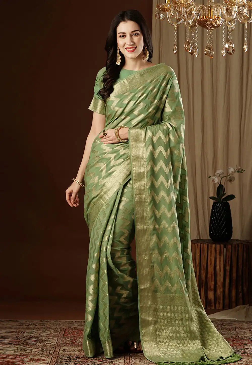 Green Georgette Saree With Blouse 292704