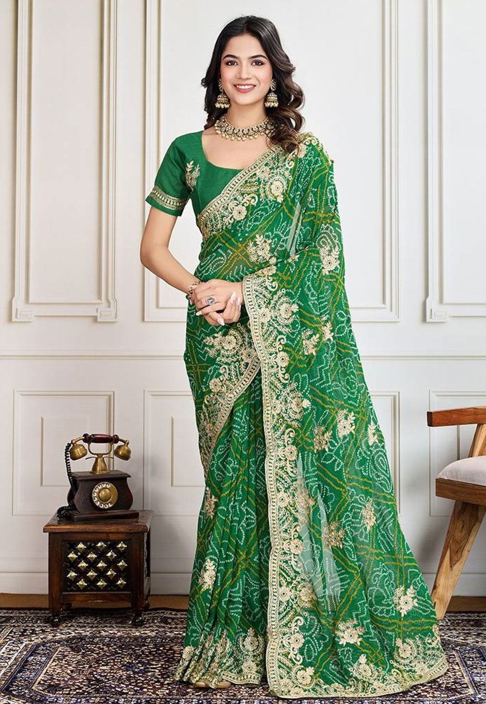 Green Georgette Saree With Blouse 306162