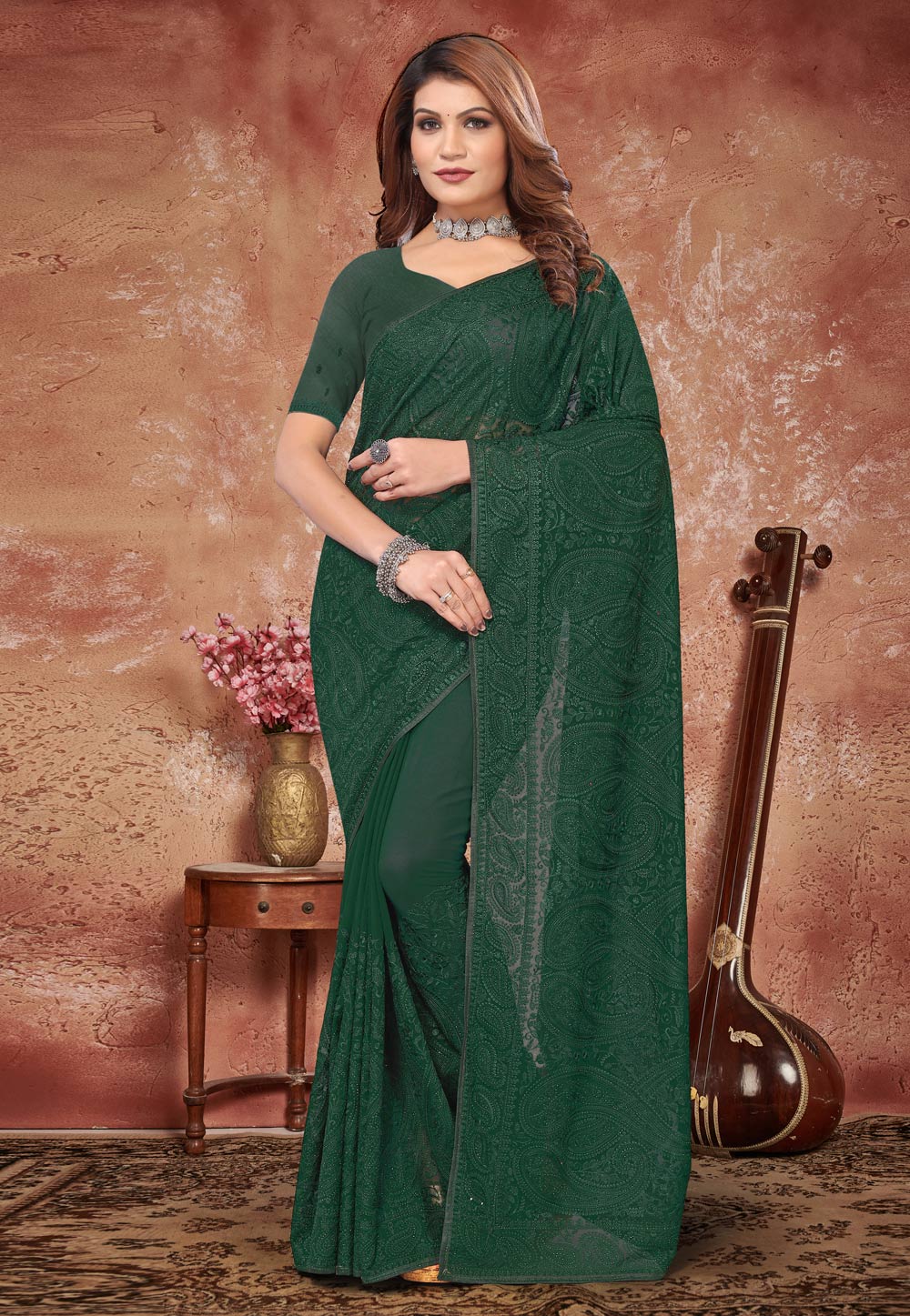 Green Georgette Saree With Blouse 278317