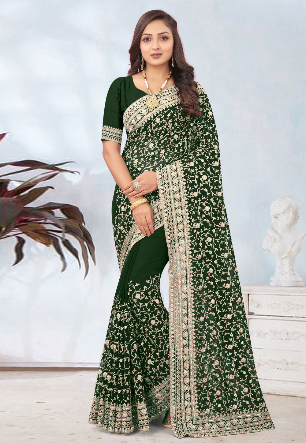 Green Georgette Saree With Blouse 282368