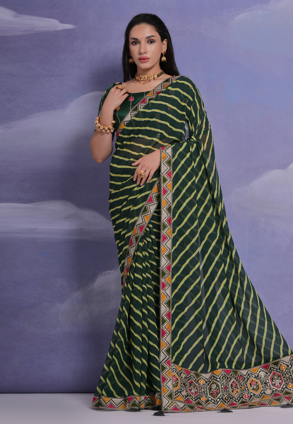 Green Georgette Saree With Blouse 279858