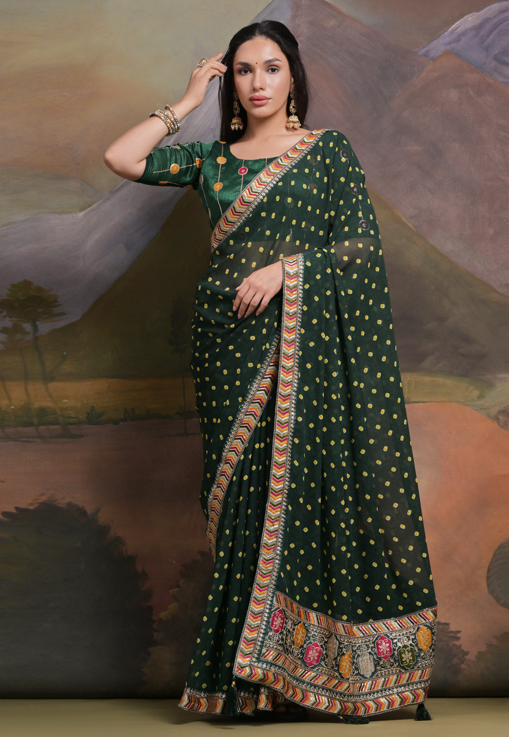 Green Georgette Saree With Blouse 281746