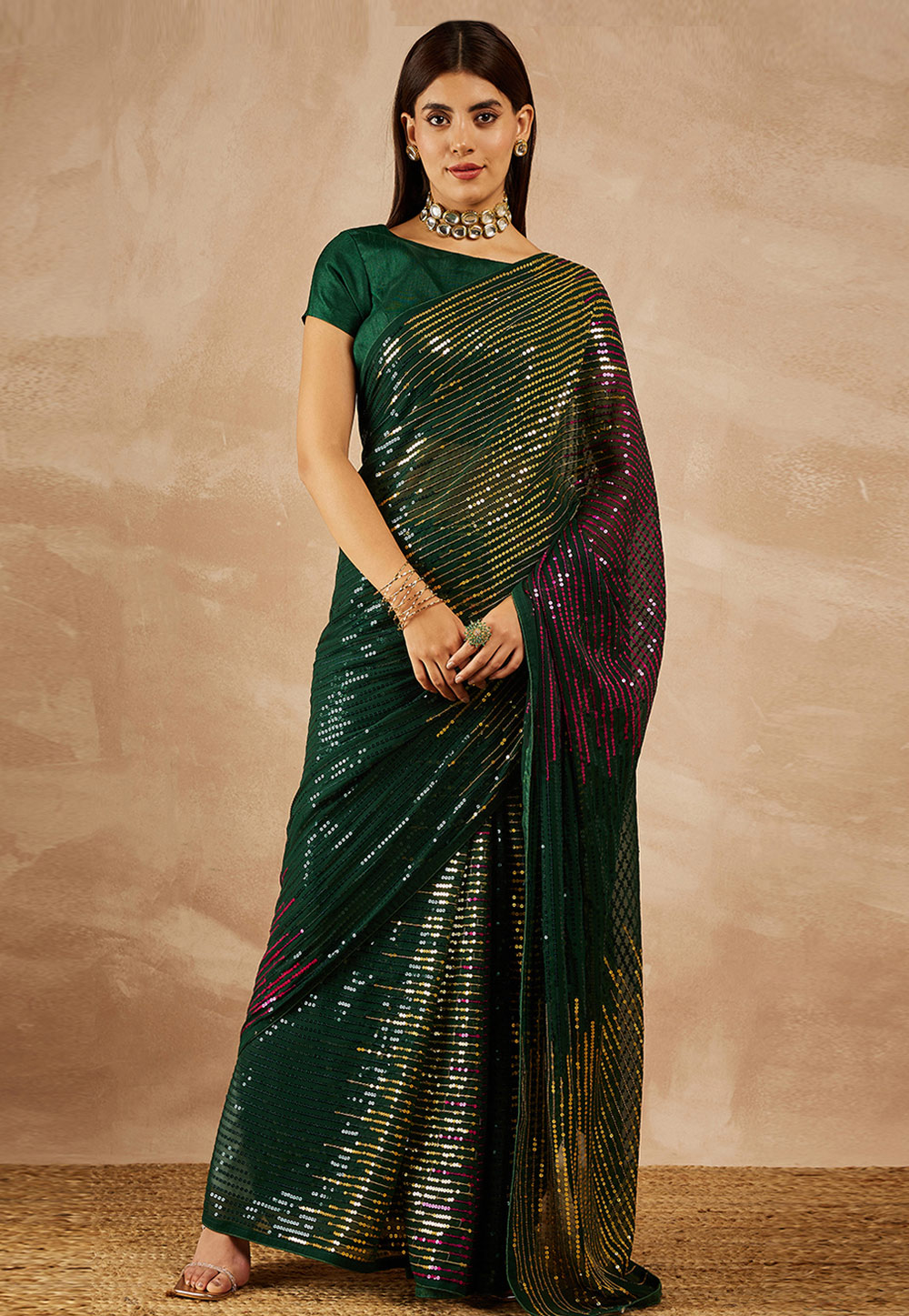 Green Georgette Saree With Blouse 282267