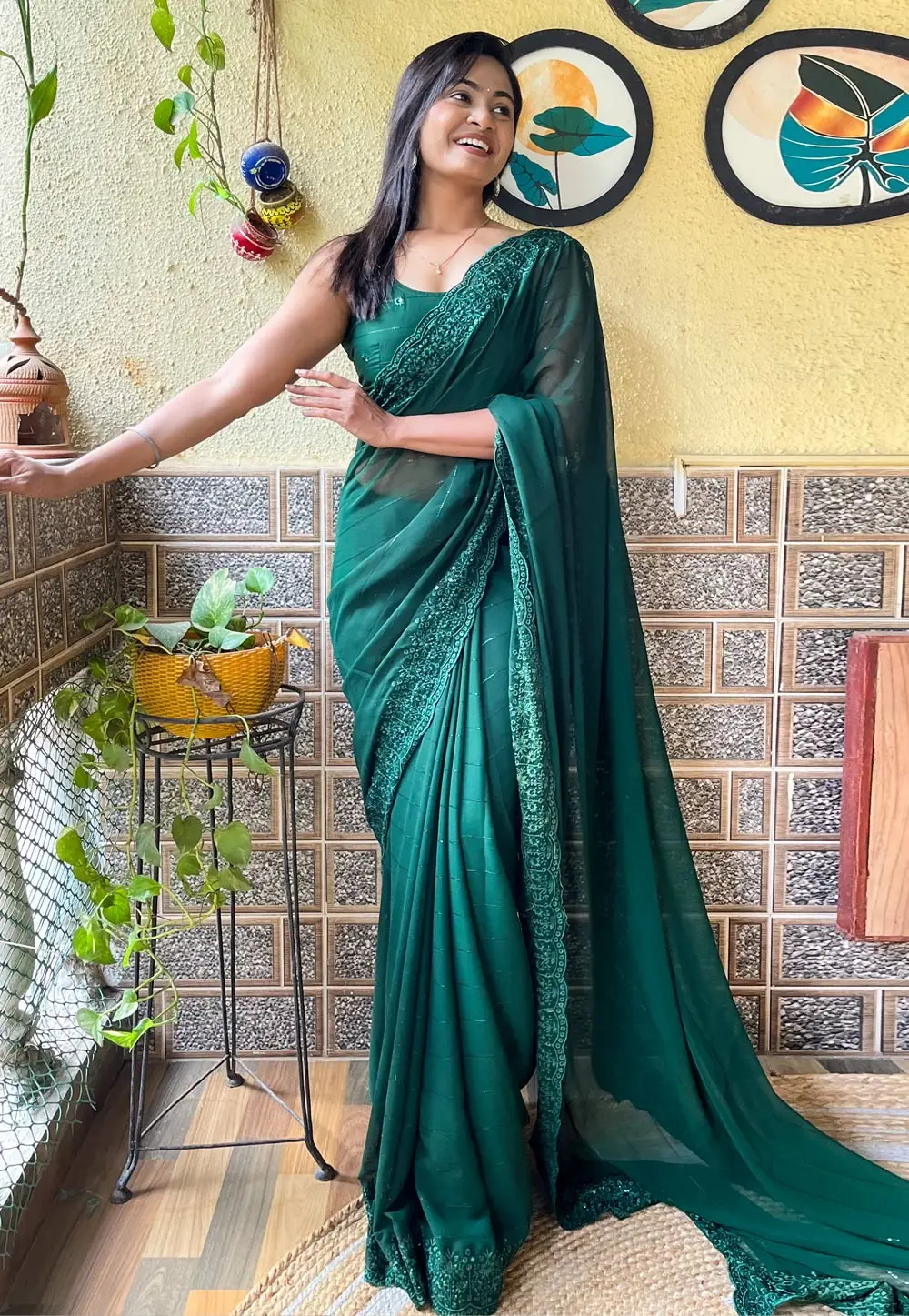 Green Georgette Saree With Blouse 295899