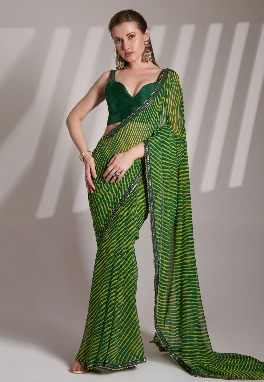 Green Georgette Saree With Blouse 305381