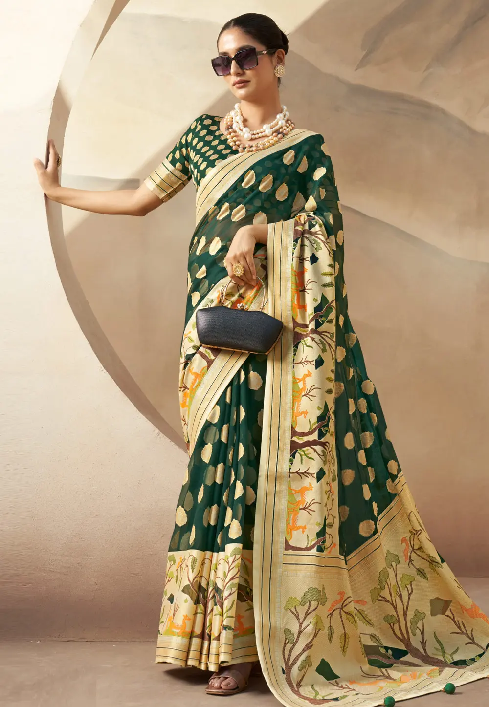 Green Georgette Saree With Blouse 301697