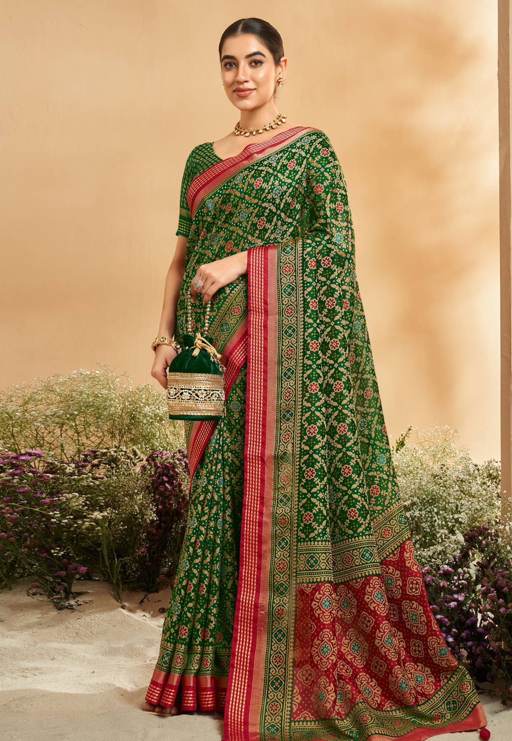 Green Georgette Saree With Blouse 305540