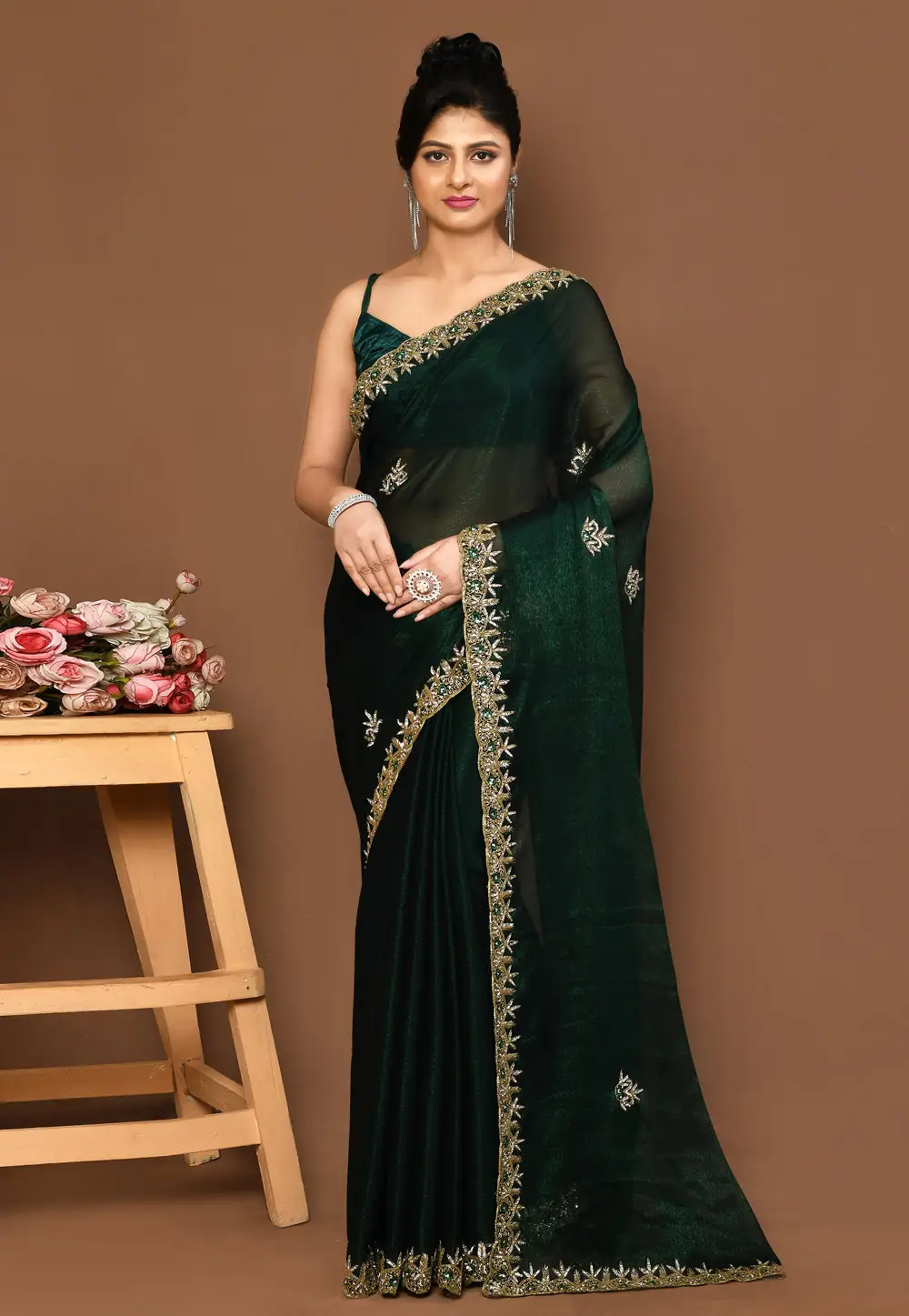 Green Georgette Saree With Blouse 295952