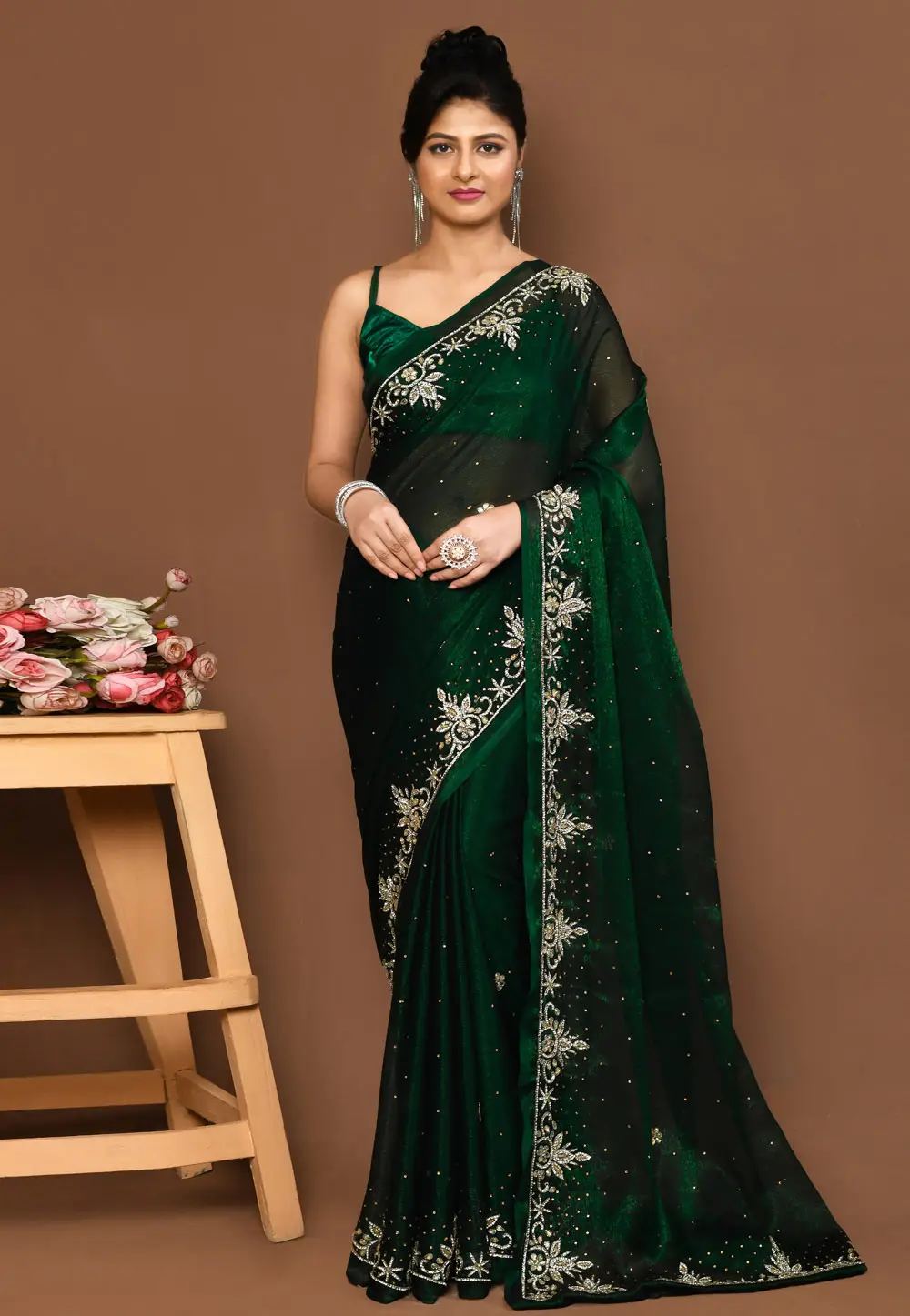 Green Georgette Saree With Blouse 295972