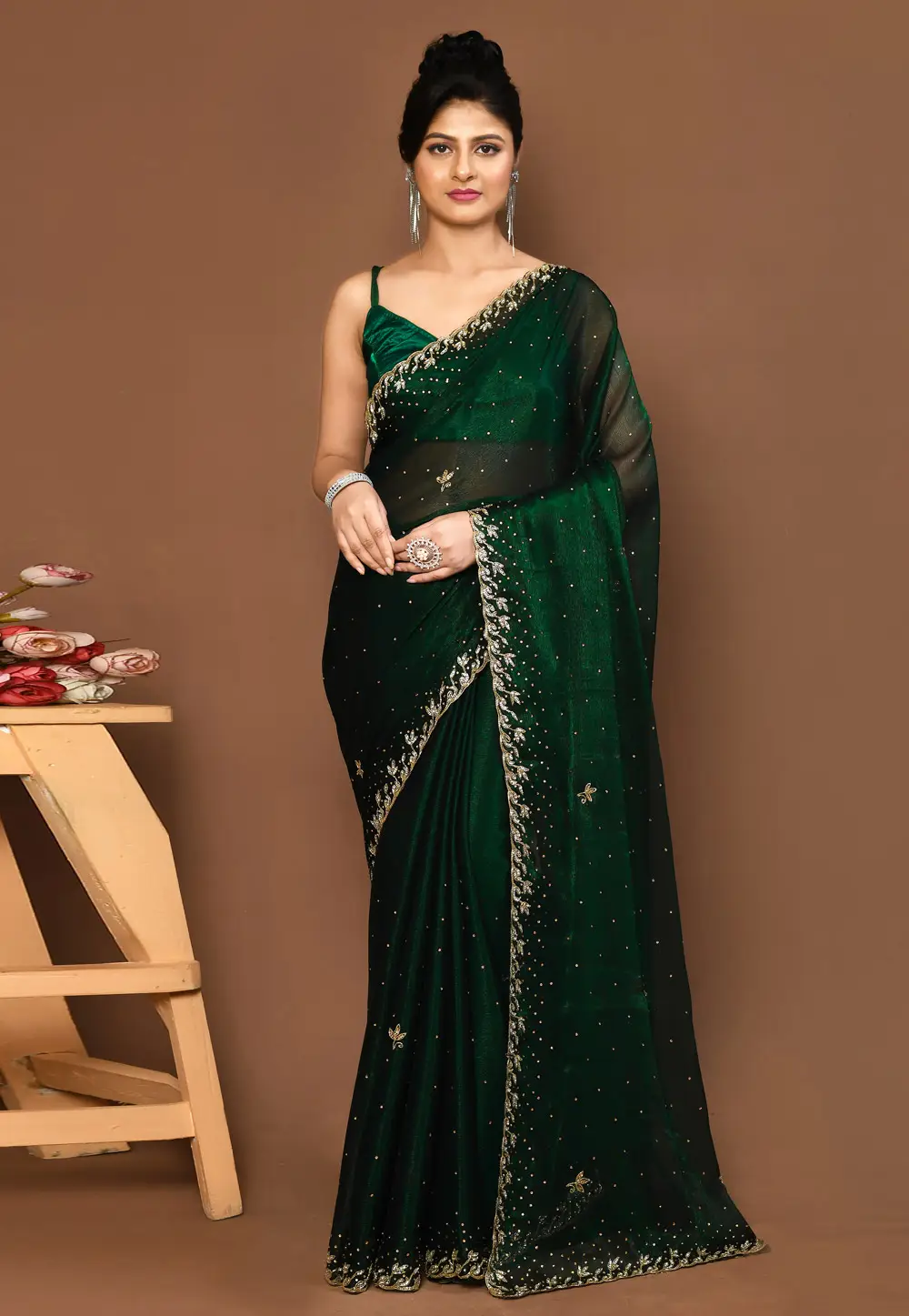 Green Georgette Saree With Blouse 295975