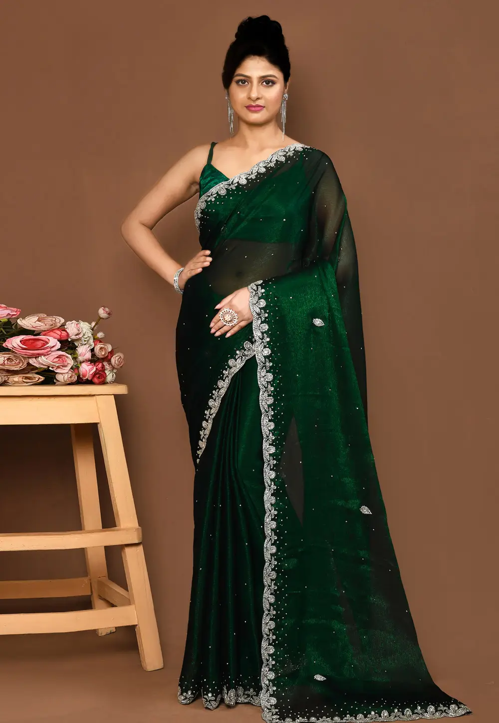 Green Georgette Saree With Blouse 295983