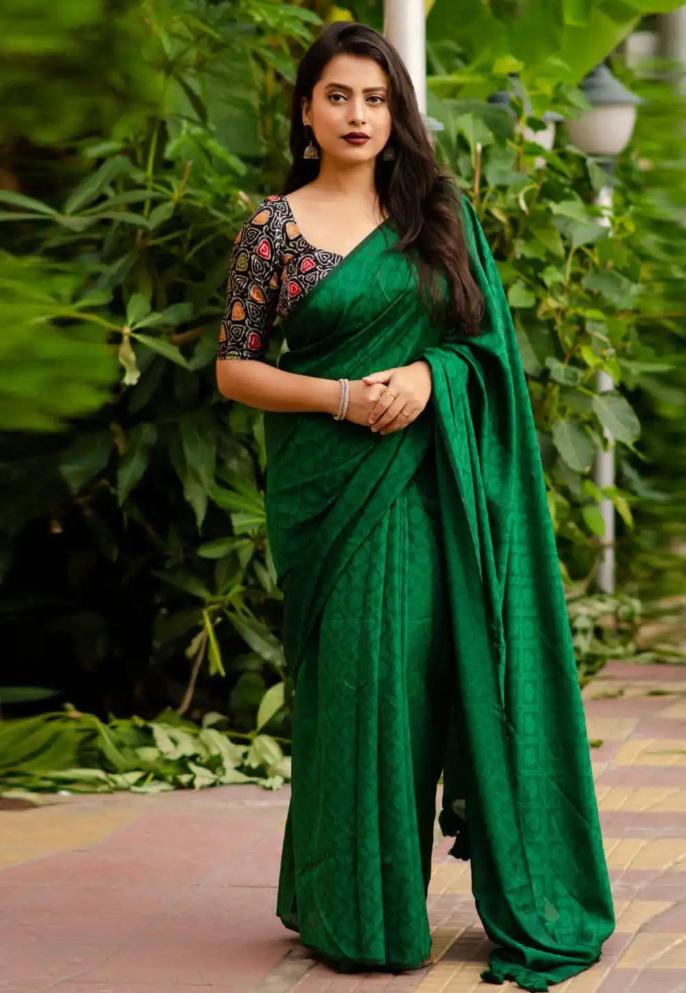 Green Jute Silk Saree With Blouse 289727