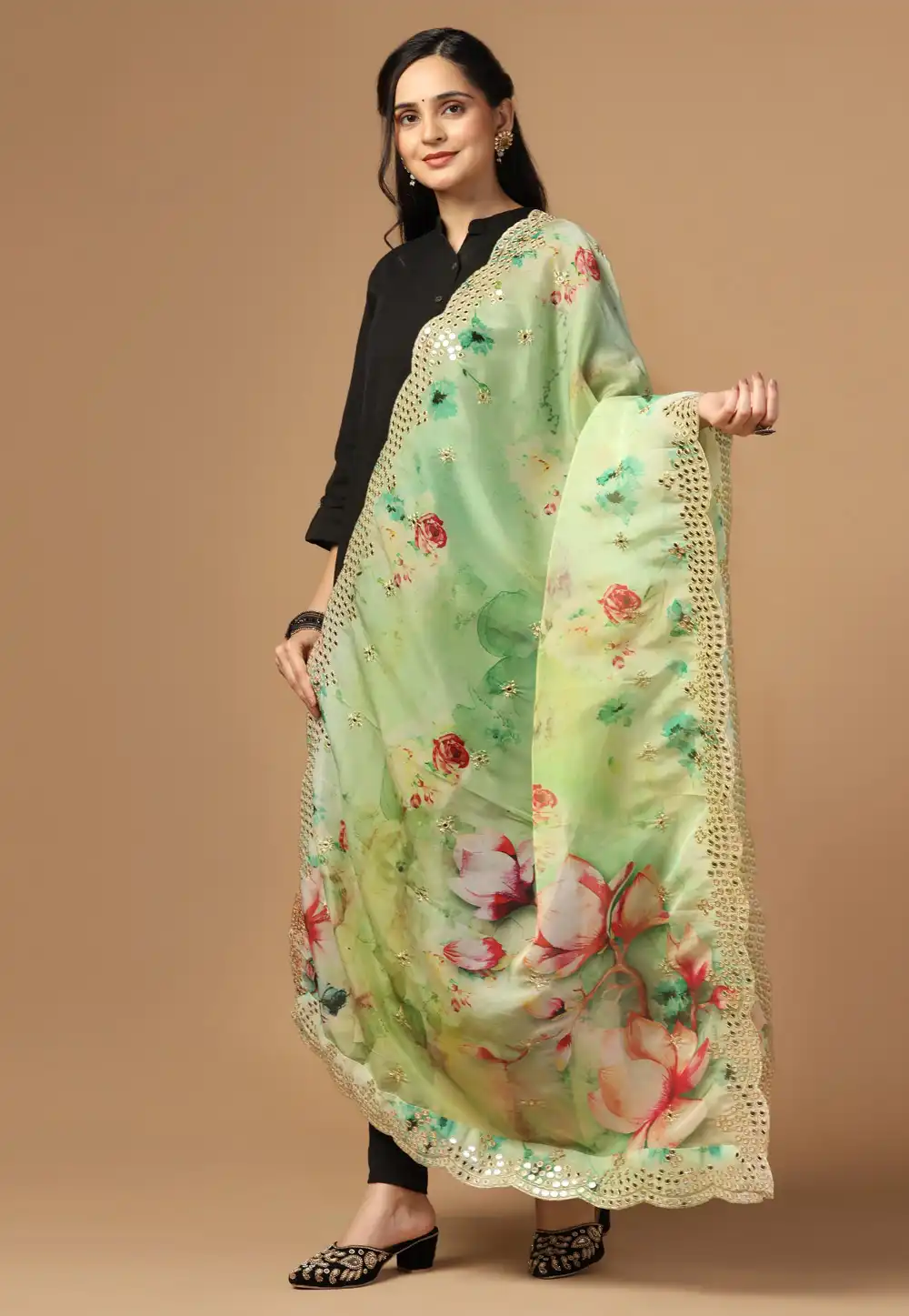 Green Organza Dupatta 292180