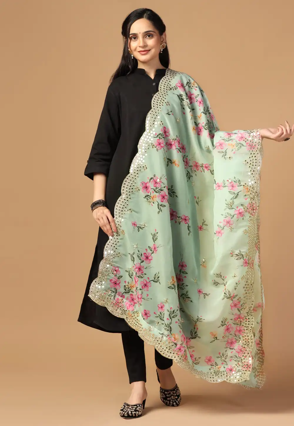 Green Organza Dupatta 292187