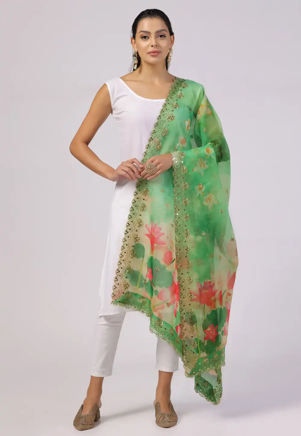 Green Organza Dupatta 292188