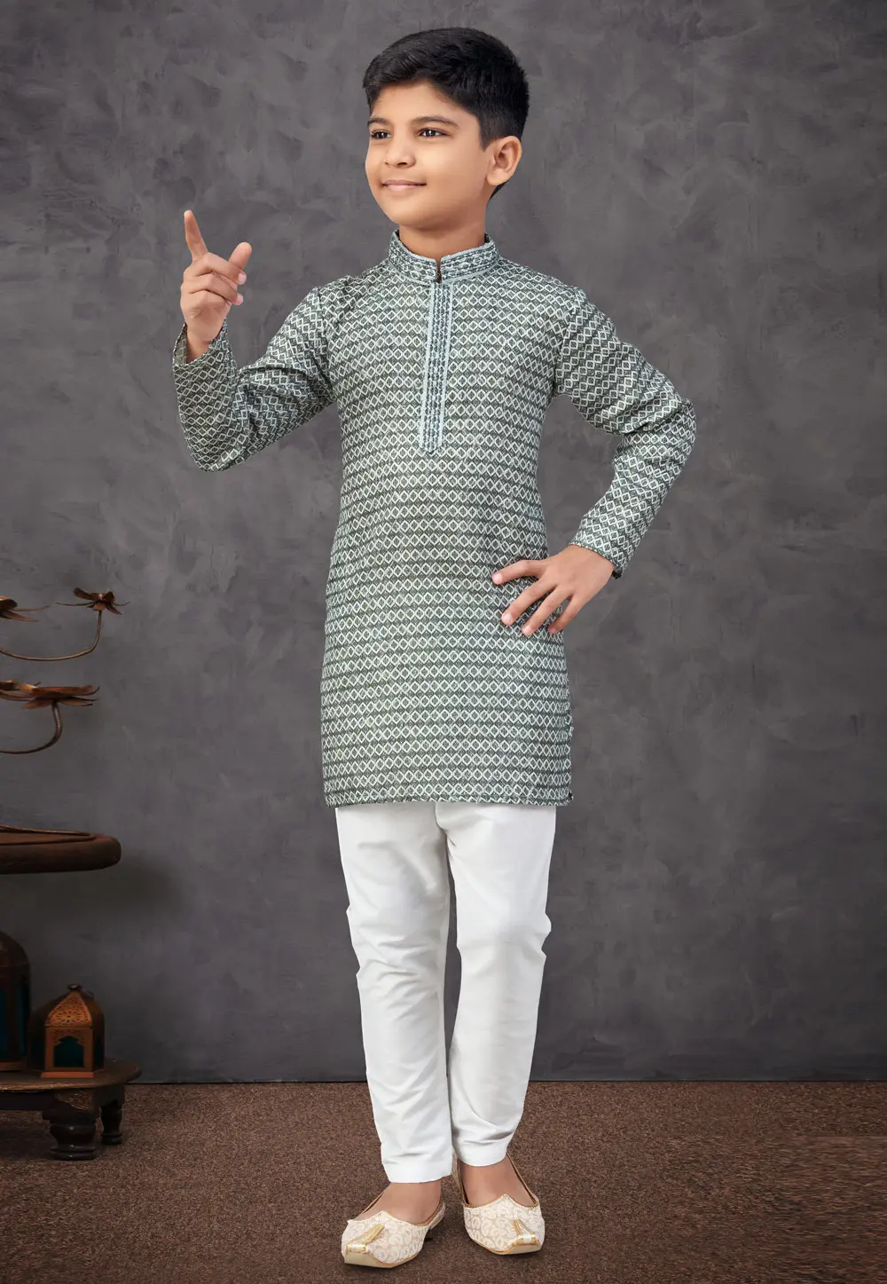 Green Rayon Kids Kurta Pajama 301344