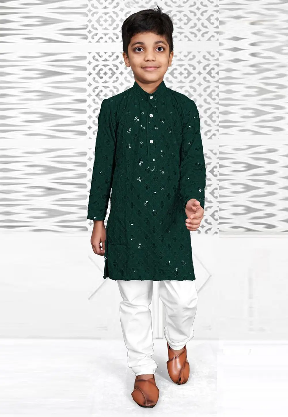 Green Rayon Kids Kurta Pajama 304267