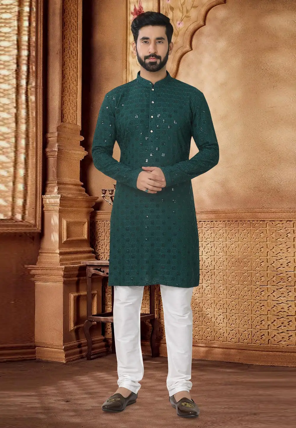 Green Rayon Kurta Pajama 296928