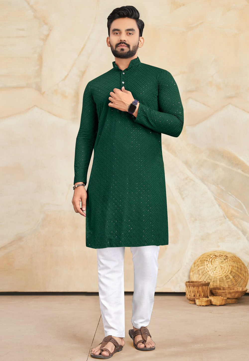 Green Rayon Kurta Pajama 305779