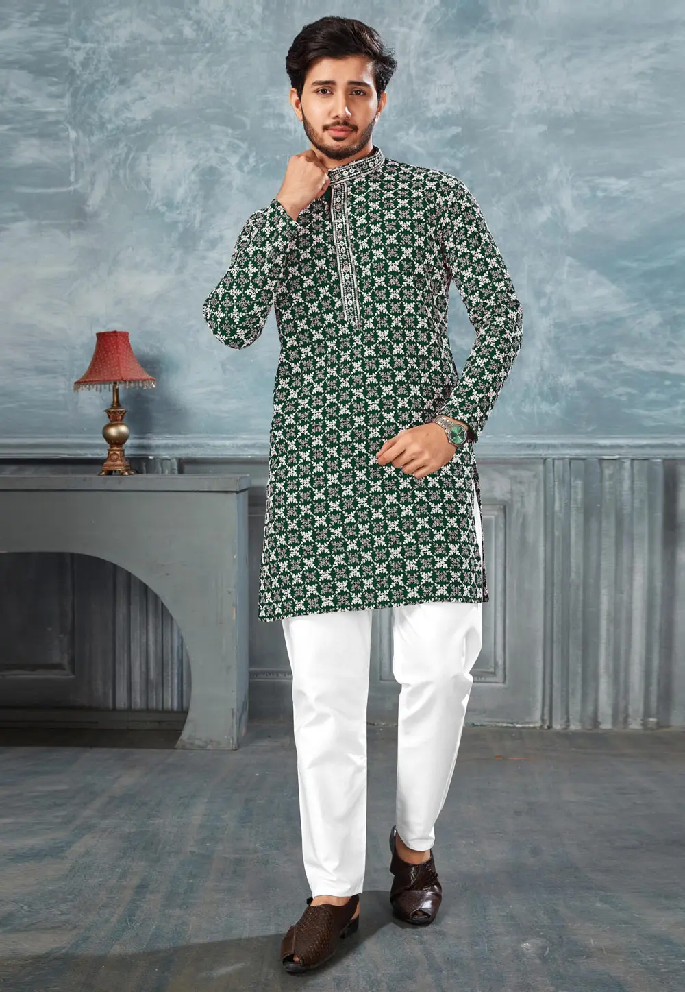 Green Rayon Kurta Pajama 298132