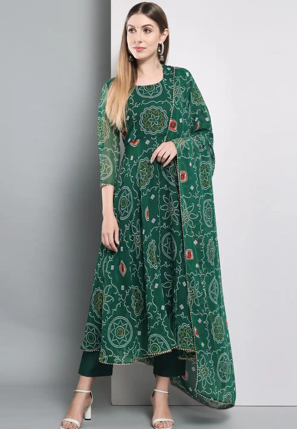 Green Rayon Readymade Pant Style Suit 288762