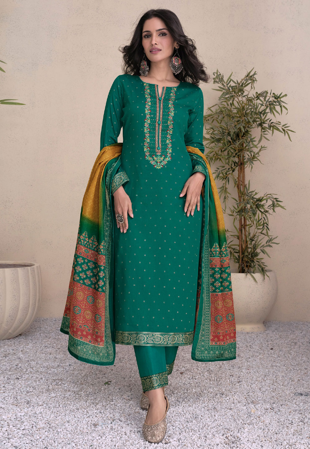 Green Satin Pant Style Suit 284102