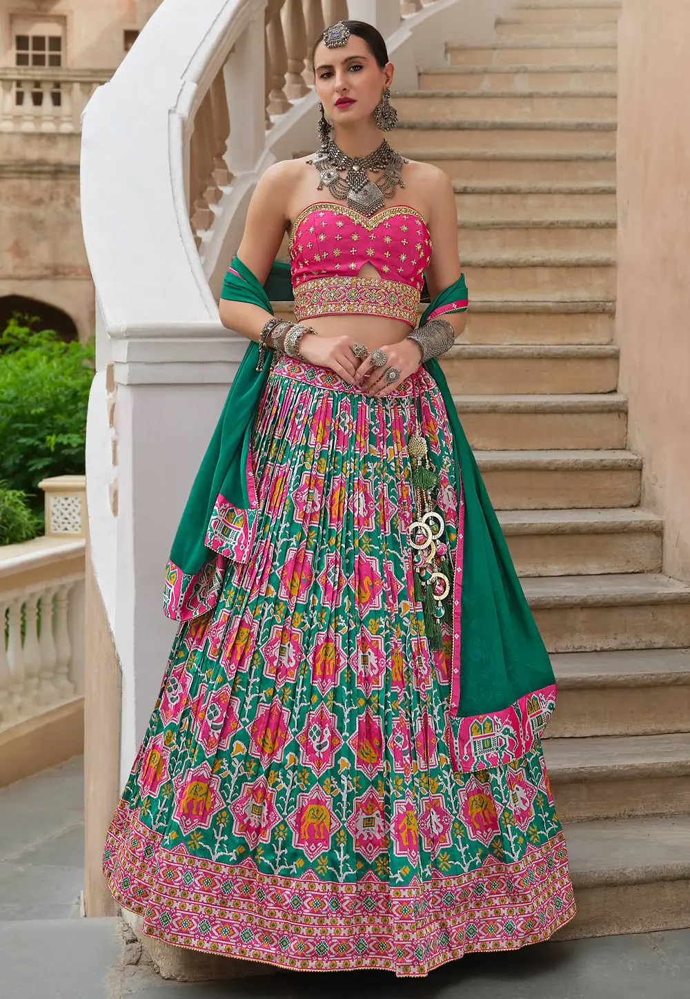 Green Silk A Line Lehenga Choli 302563