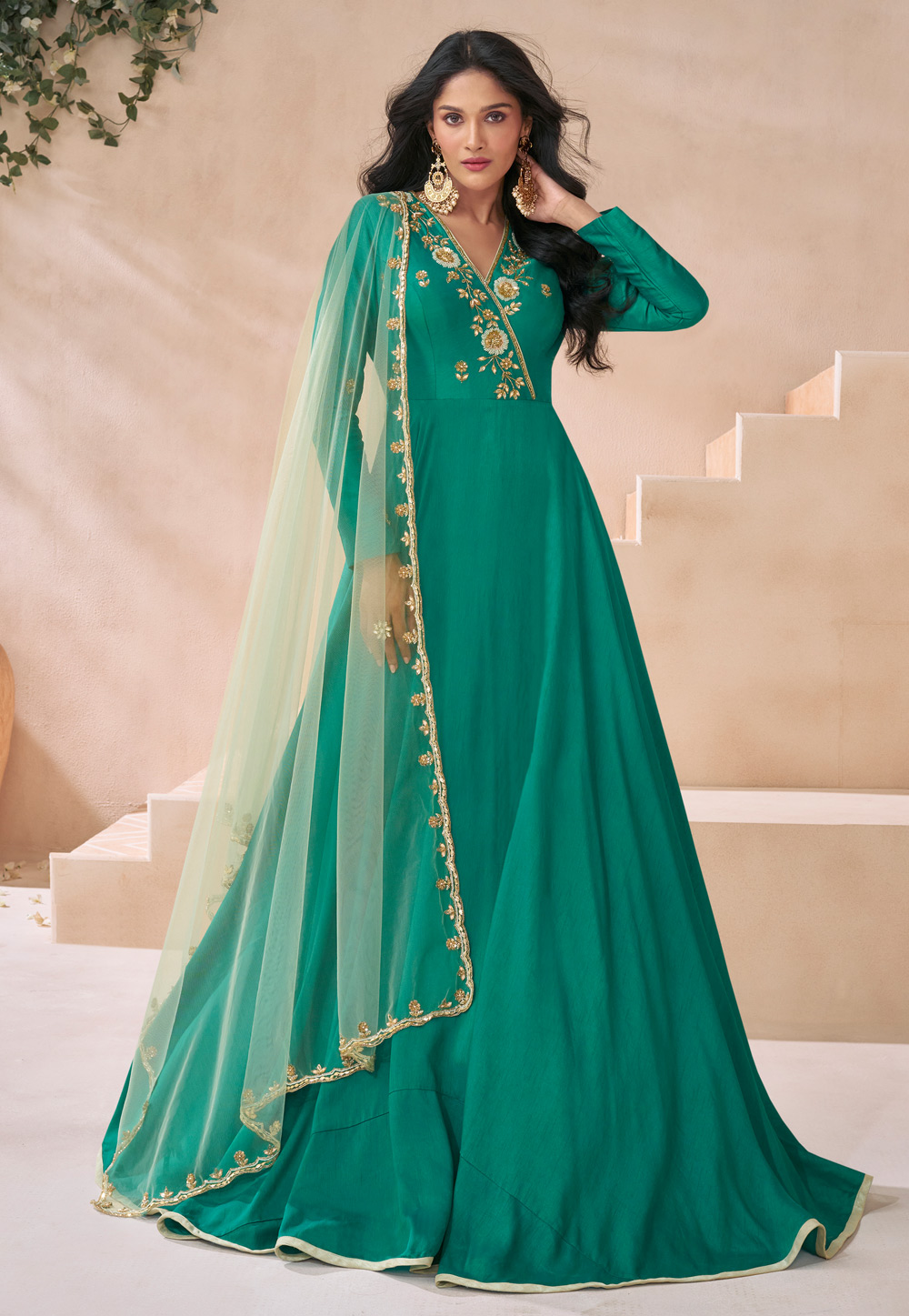 Green Silk Anarkali Suit 286662