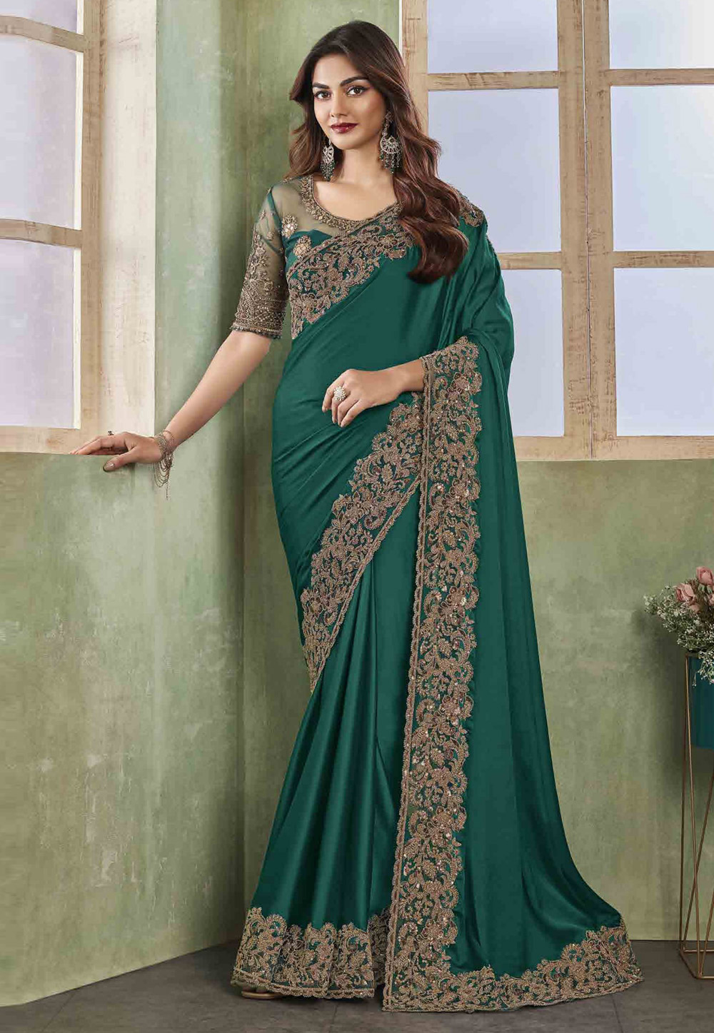 Green Silk Designer Saree 285235