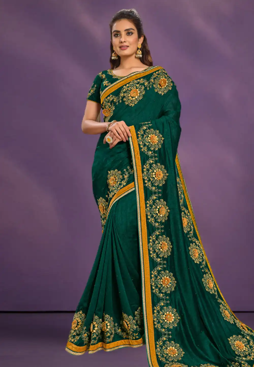 Green Silk Georgette Saree With Blouse 292035