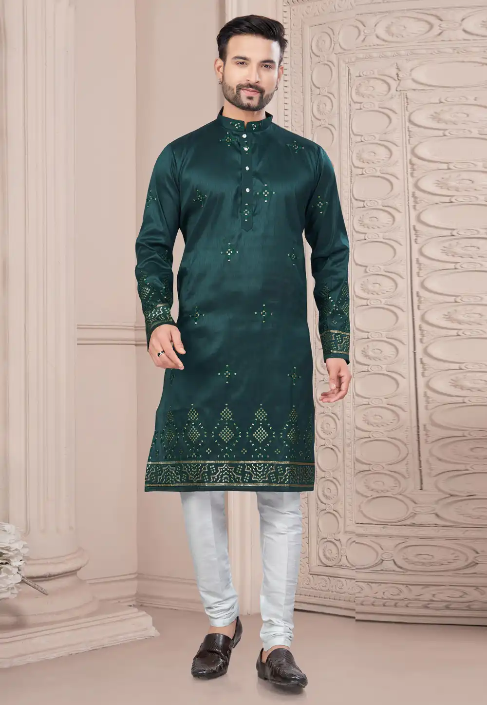 Green Silk Kurta Pajama 294638