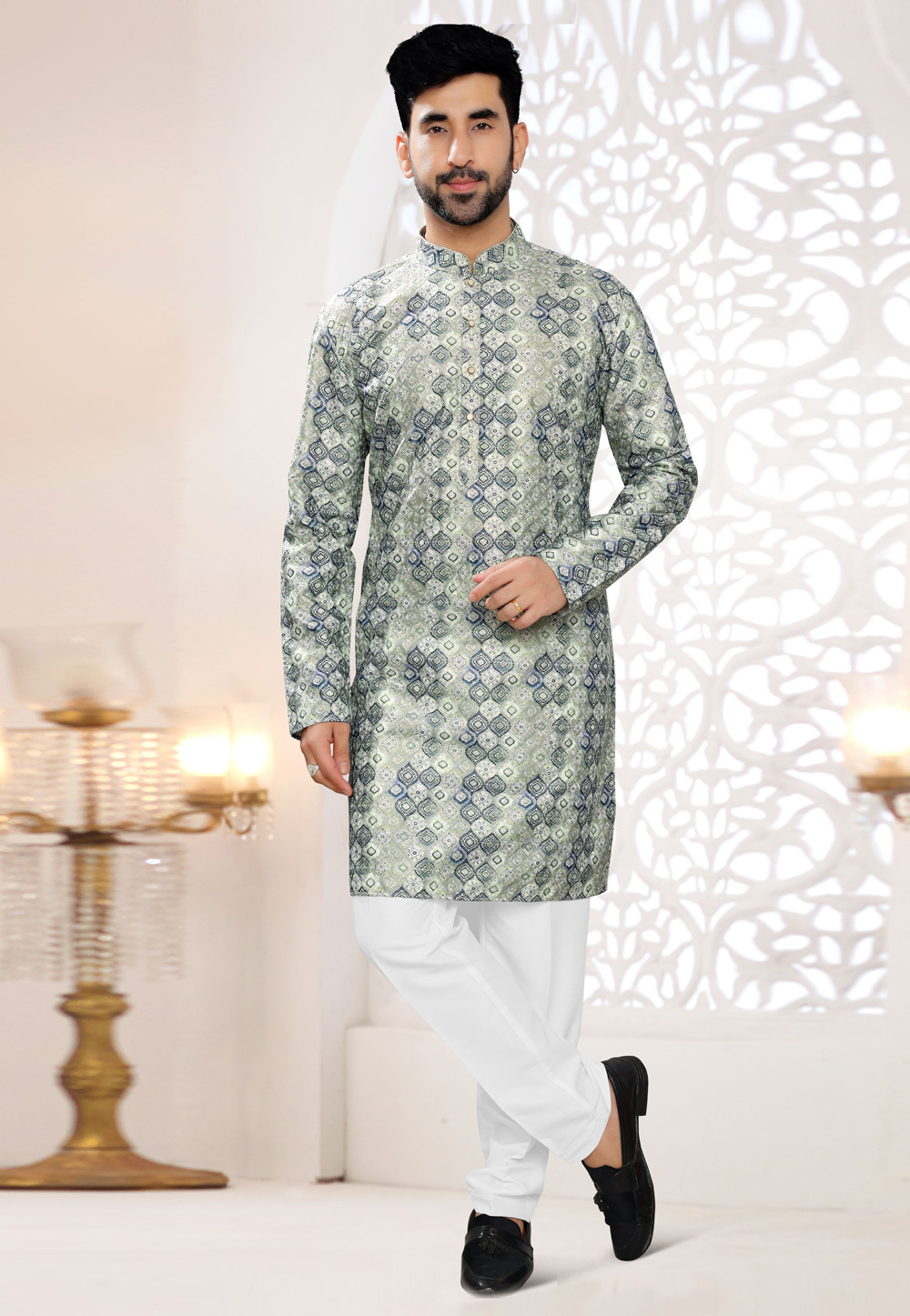 Green Silk Kurta Pajama 304940