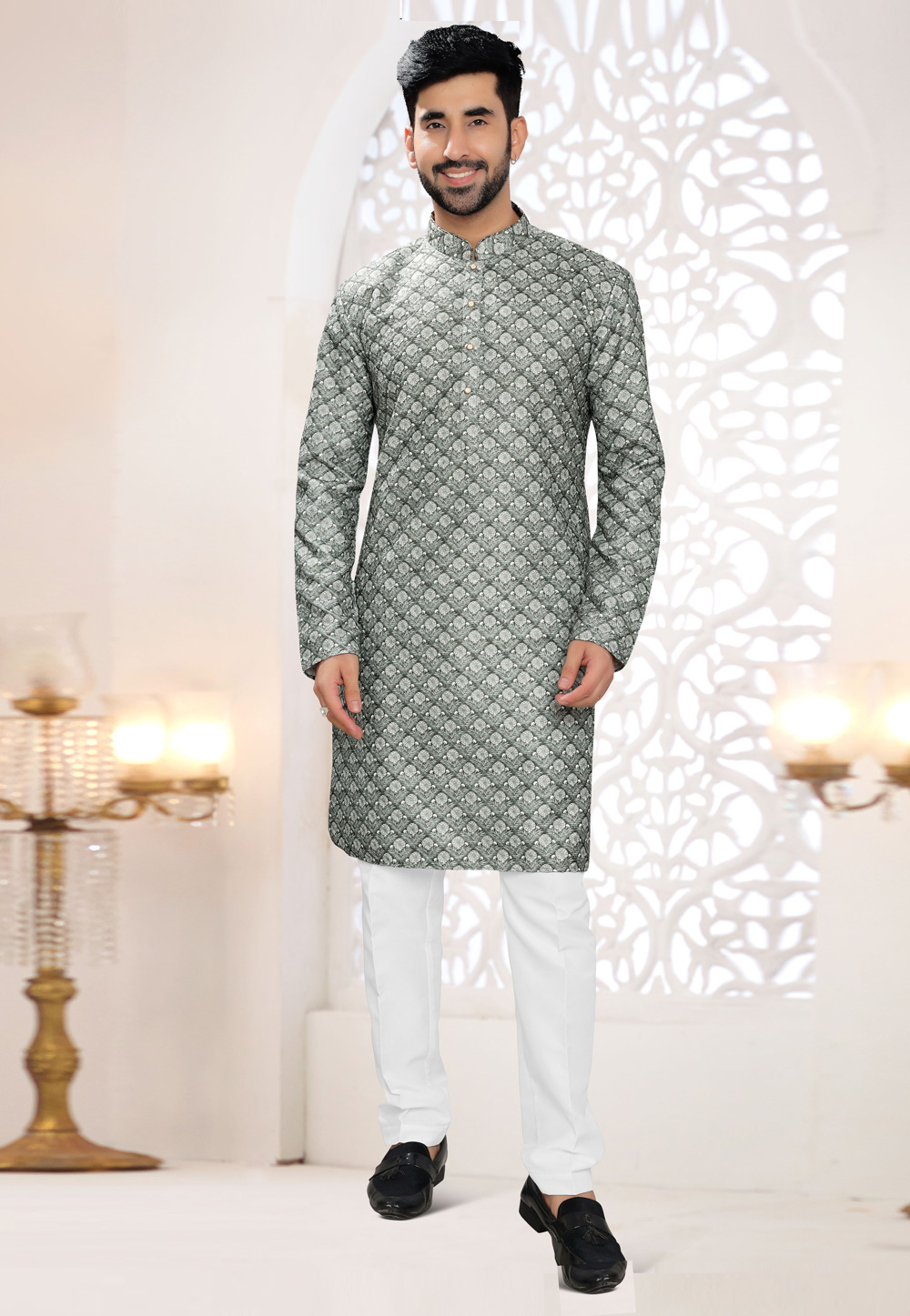 Green Silk Kurta Pajama 304942