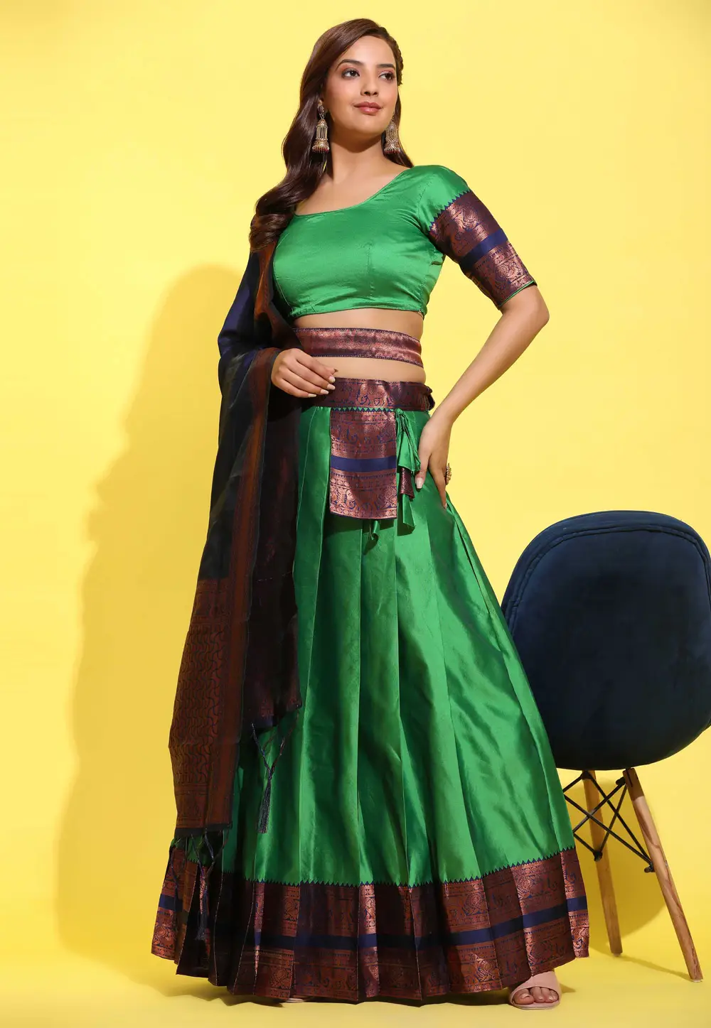 Green Silk Lehenga Choli 295356